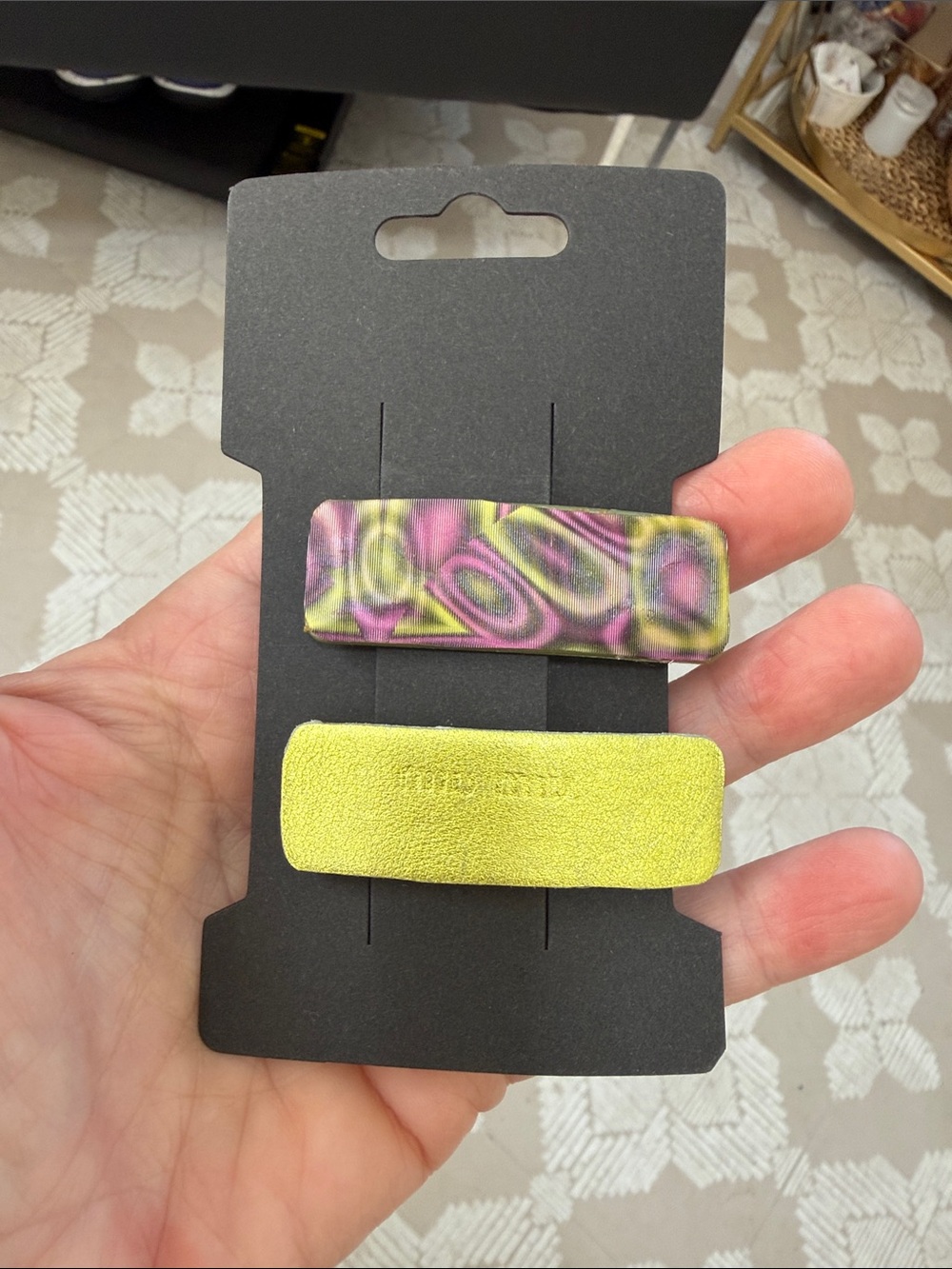 Miu Miu upcycled authentic material  Hair Clips (Pair) snap close